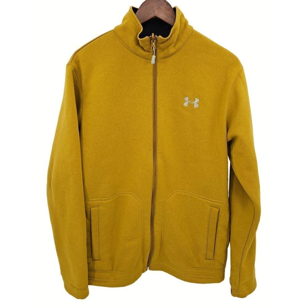 Under Armour Storm Mens Size Small‎ Yellow Green Pockets Full Zip Sherpa Lined